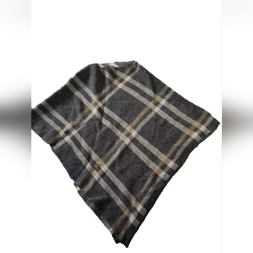 Nardi &Tagliaferri Wool Blend Wrap Shawl Gray Plaid Made In Italy Alpaca